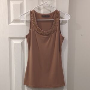 The Limited Tan Ruched Sleeveless Tank Top